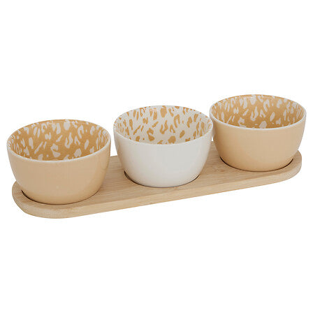Service Apéritif 4 pièces - Plateau bambou Léopard