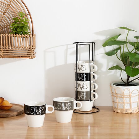 Rack 6 mugs - Love