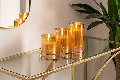 Coffret 3 bougies LED - Sena Verre Ambre
