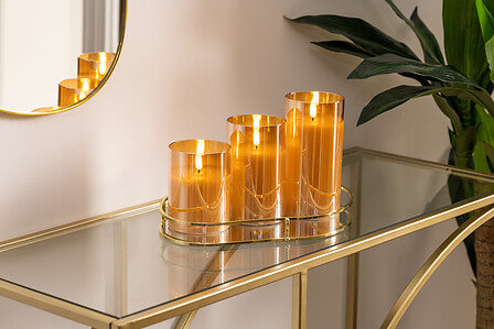Coffret 3 bougies LED - Sena Verre Ambre
